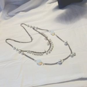 Multi strand pearl and opal necklace